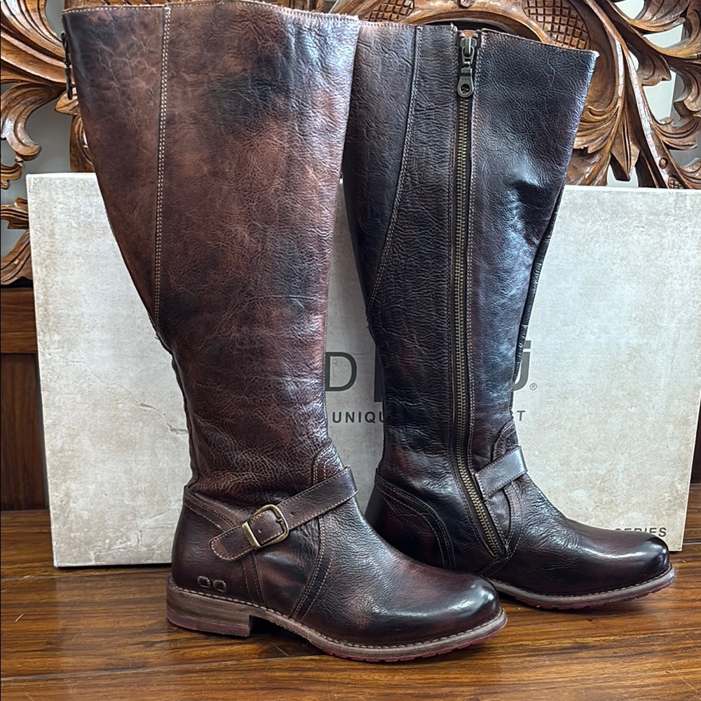 Bed Stu brown Leather Knee-High Boots 37 Glaye wide calf NWB teak rustic USA 7
